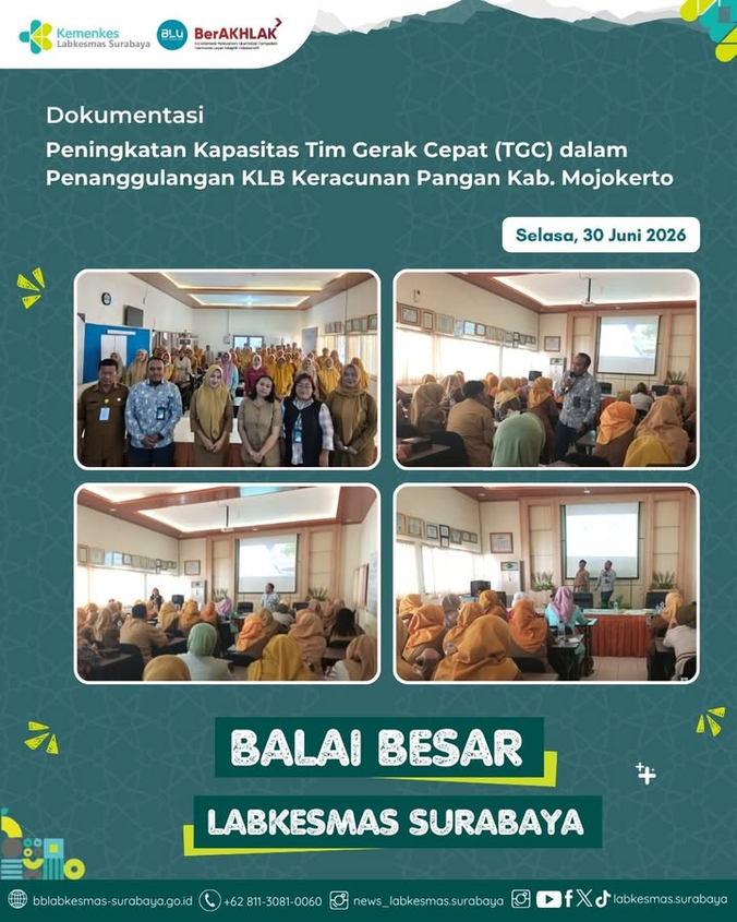 Peningkatan Kapasitas Tim Gerak Cepat (TGC) dalam Penanggulangan Kejadian Luar Biasa (KLB) Keracunan Pangan Kabupaten Mojokerto